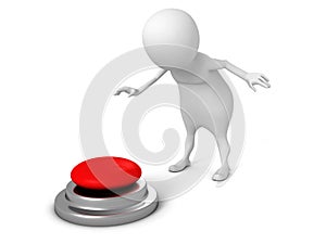 White 3d man pressing red button