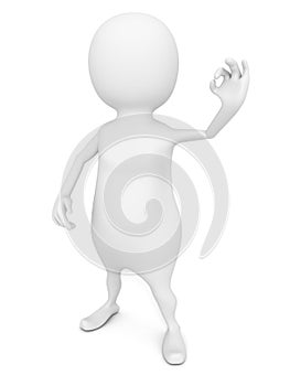 White 3d man showing OK hand fingers sign
