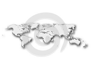 White 3D map of World with shadow isolated on white on background. EPS10 vector illustration