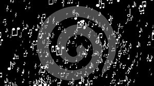 White 3d music notes. Black background