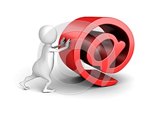 White 3d Person With Red AT E-mail Symbol
