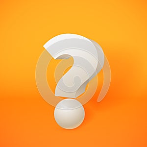 White 3d question mark on orange background