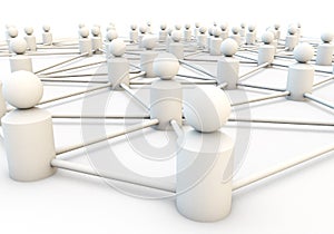 White 3d render of a network of people