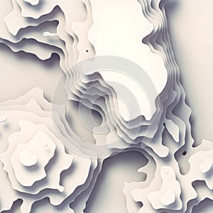White 3D rendering topographic map background concept. Wavy backdrop