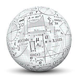 White 3D Sphere - Ball with Math Symbol Texture