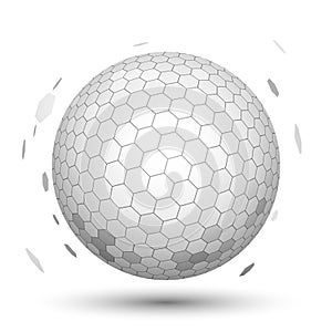White 3D Sphere with Mapped Black and White Honeycomb
