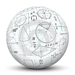 White 3D Sphere with Math Symbol Texture