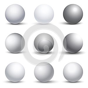 White 3D spheres with shadows vector set