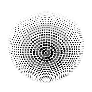 White 3D vector halftone sphere. Halftone design elements. Vector illustration