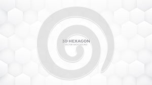 White 3D Vector Hexagon Pattern Abstract Background