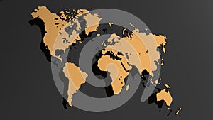 White 3D world map illustration isolated on white background.