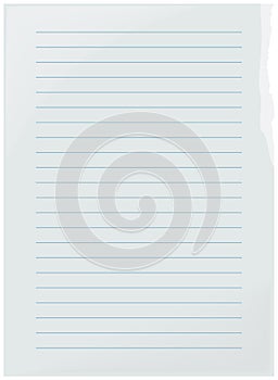 White A4 paper sheet isolated with line stitches. Notebook mockup, with place for your text