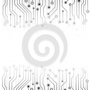 White abstract background with electronics circuit board. Grey abstract. Futuristic Technology and texture concept. Communication
