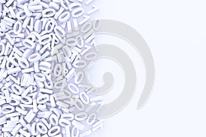 White abstract background with scattered binary code 3D
