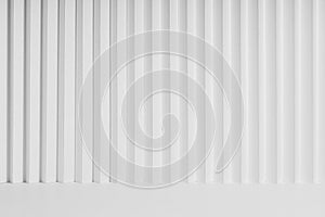 White abstract background of vertical gradient parallel lines pattern, floor, stage mockup for presentation cosmetic products