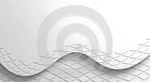 White abstract wavy surface with diamond pattern texture and soft lighting background