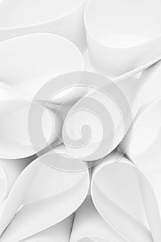 White abstract background with white tears shape or water drops of paper as soft light pattern closeup in tender softness serene.