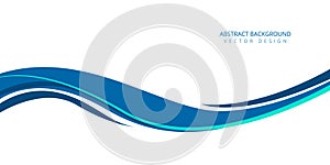 White abstract banner, blue stripe in the form of a wave.