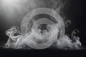 White smoke abstract on black background.