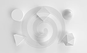 White Abstract Geometry Object Set Background 3d