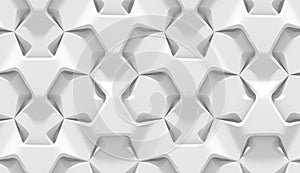 White abstract hexagonal geometric pattern. Origami paper style. 3D rendering seamless texture. photo
