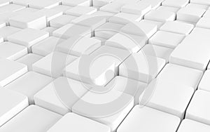 White abstract image of cubes background. 3d render