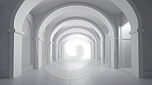 White Abstract Modern Architecture Interior Background. Generative AI