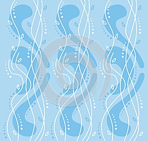 White abstract patterns on a blue background