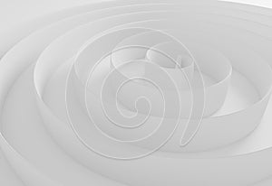 White abstract spiral border background 3d illustration