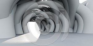 white abstract tunnel 3d render illustration