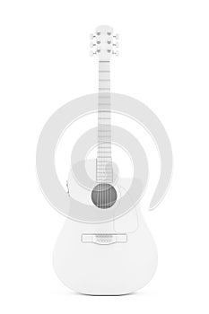 White Acoustic Guitar in Clay Style. 3d Rendering