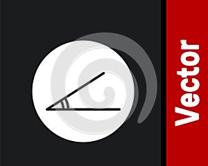 White Acute angle of 45 degrees icon isolated on black background. Vector Illustration
