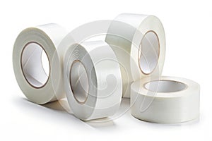 White Adhesive Paper Tape Set Isolated on White Background photo
