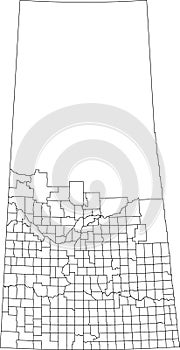 White administrative map of SASKATCHEWAN, CANADA