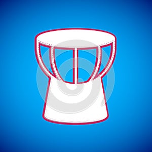 White African darbuka drum icon isolated on blue background. Musical instrument. Vector