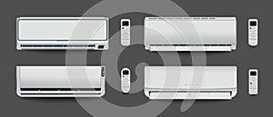 White air conditioner isolated Heating ventilation and air conditioning Vector illustration in flat style