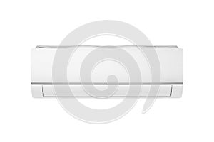 White air conditioner isolated on white background. Cold wind wave air conditioner, air cooler off and on mode for home