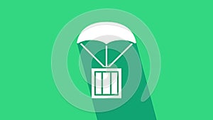 White Airdrop box icon isolated on green background. 4K Video motion graphic animation