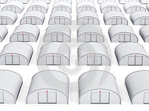 White airplane hangars