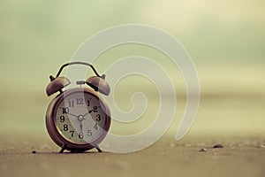White Alarm Clock on Natural Beach