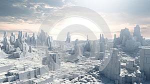 white alien world block futuristic cityscape skyline landscape