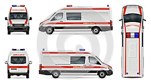 White ambulance car template