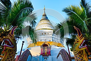 White ancient pagoda at Wat Ket Karam