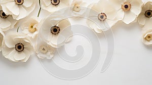 White Anemones On A White Table: A Captivating Display Of American Romanticism