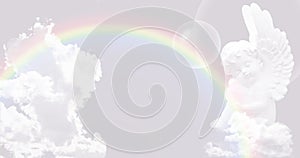 White Angel on the sky with rainbow