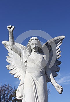 White angel statue in marble