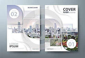White Annual report brochure flyer design template vector, Leaflet cover presentation.