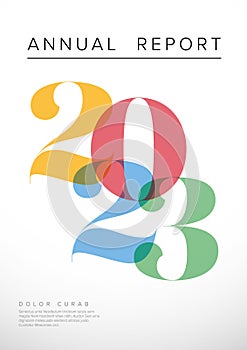 White annual report front cover page template with big color year numbers