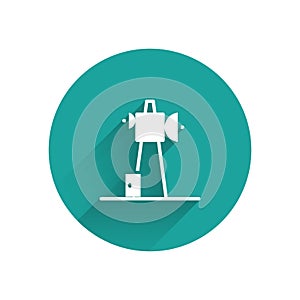 White Antenna icon isolated with long shadow background. Radio antenna wireless. Technology and network signal radio