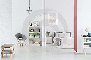 White anteroom interior and bedroom